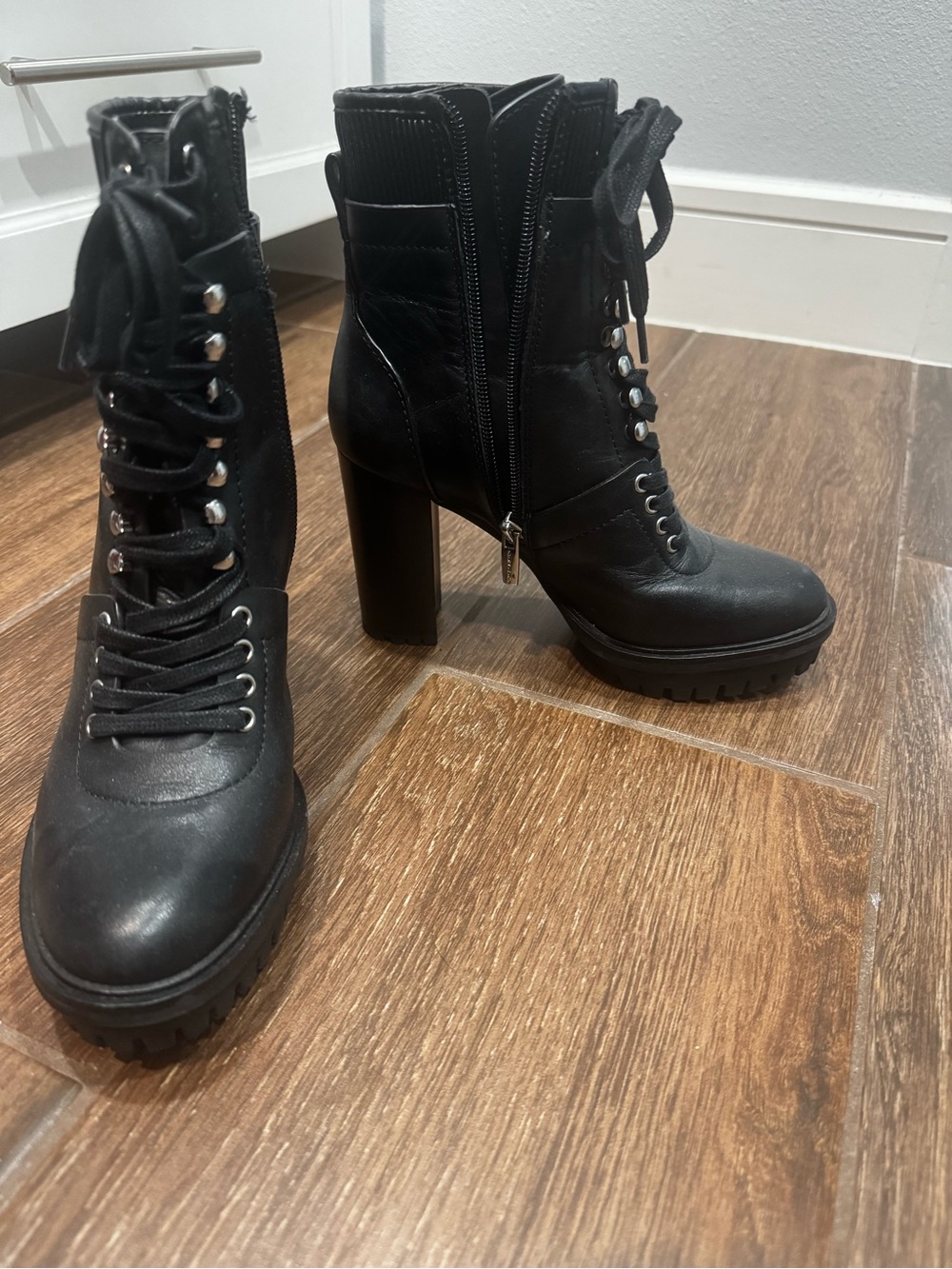 Vince Camuto winners Black Lace-Up High Heel  Boots